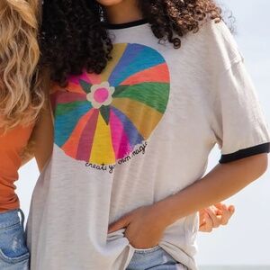 Natural Life Women's Oversized Ringer T-shirt "Create Your Magic" Size XS